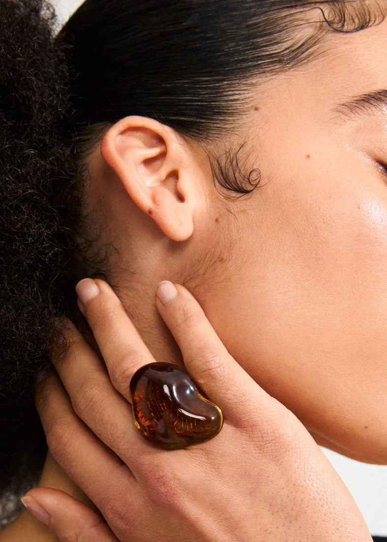 LIAN Adjustable Ring | Gold-Plated & Brown