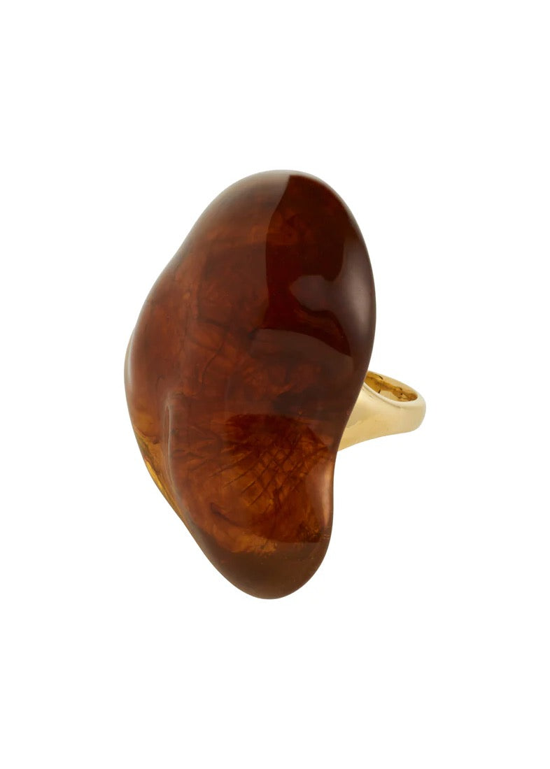 LIAN Adjustable Ring | Gold-Plated & Brown