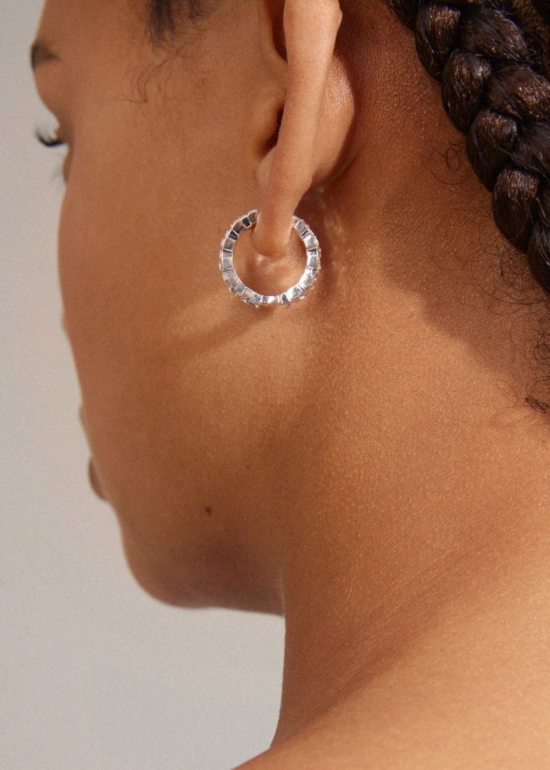 HELI Crystal Hoop Earrings | Silver-Plated