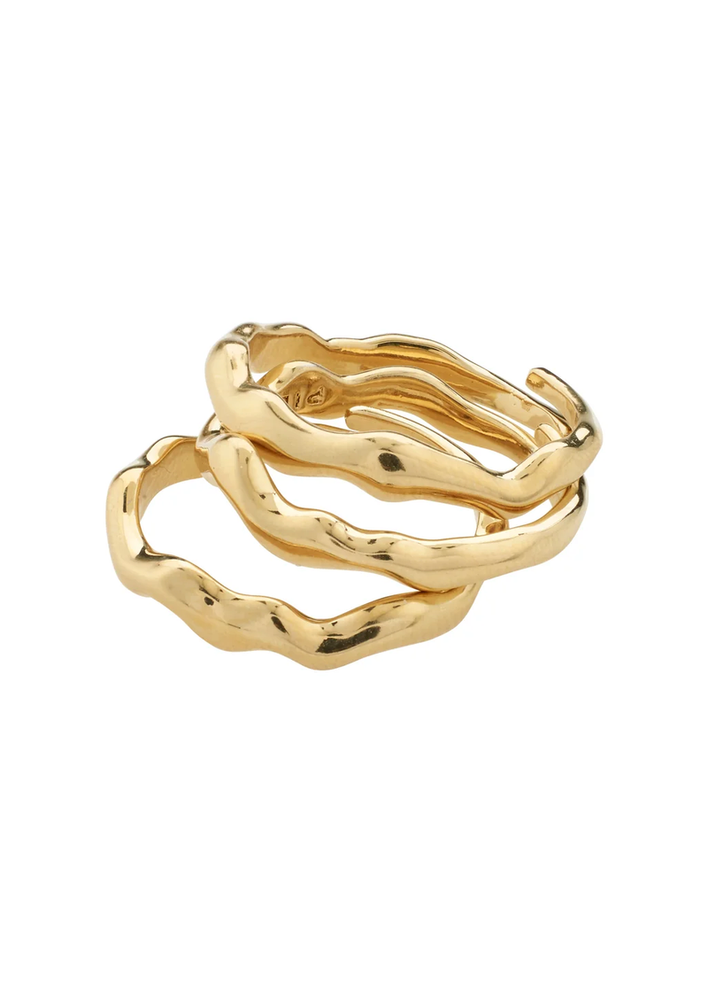 PENELOPE Ajustable Wavy Ring 3-in-1 | Gold-Plated