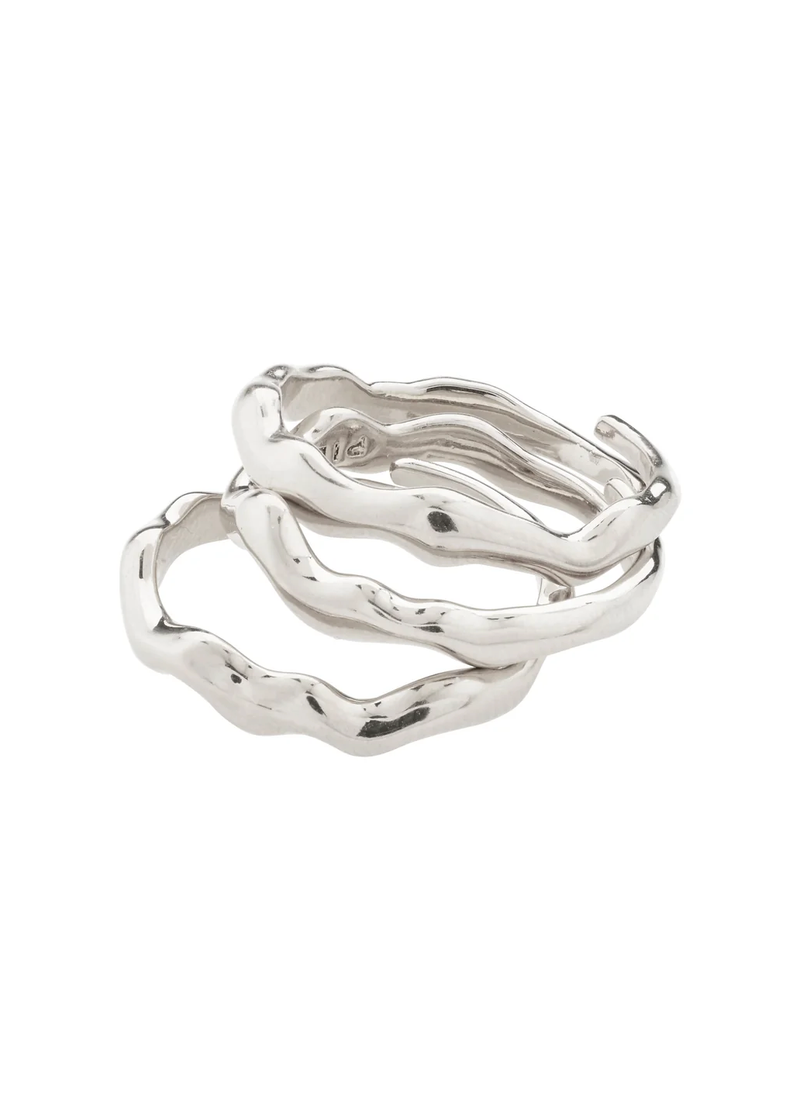 PENELOPE Ajustable Wavy Ring 3-in-1 | Silver-Plated