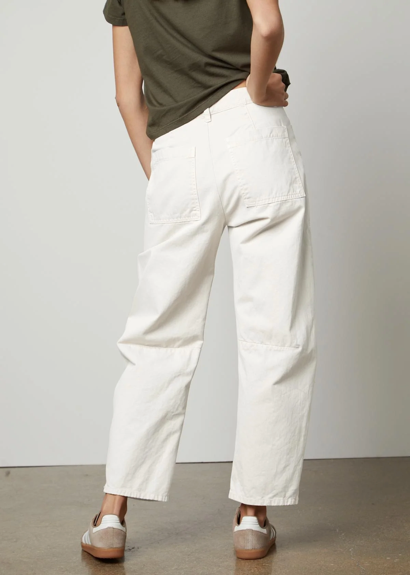 'Brylie' Twill Barrel Leg Pant | White