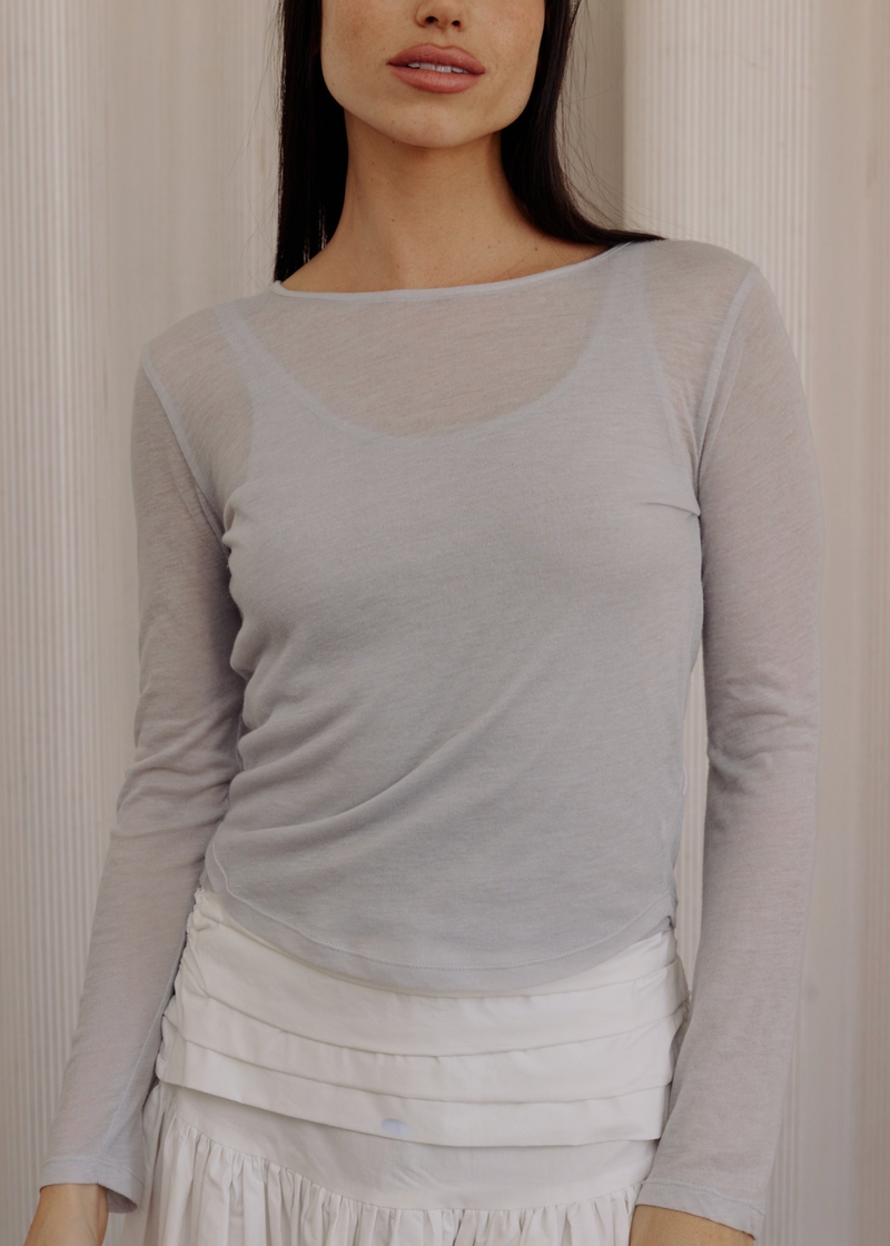 Cassia Two-In-One Sheer Tank & Ling Sleeve | Light Grey