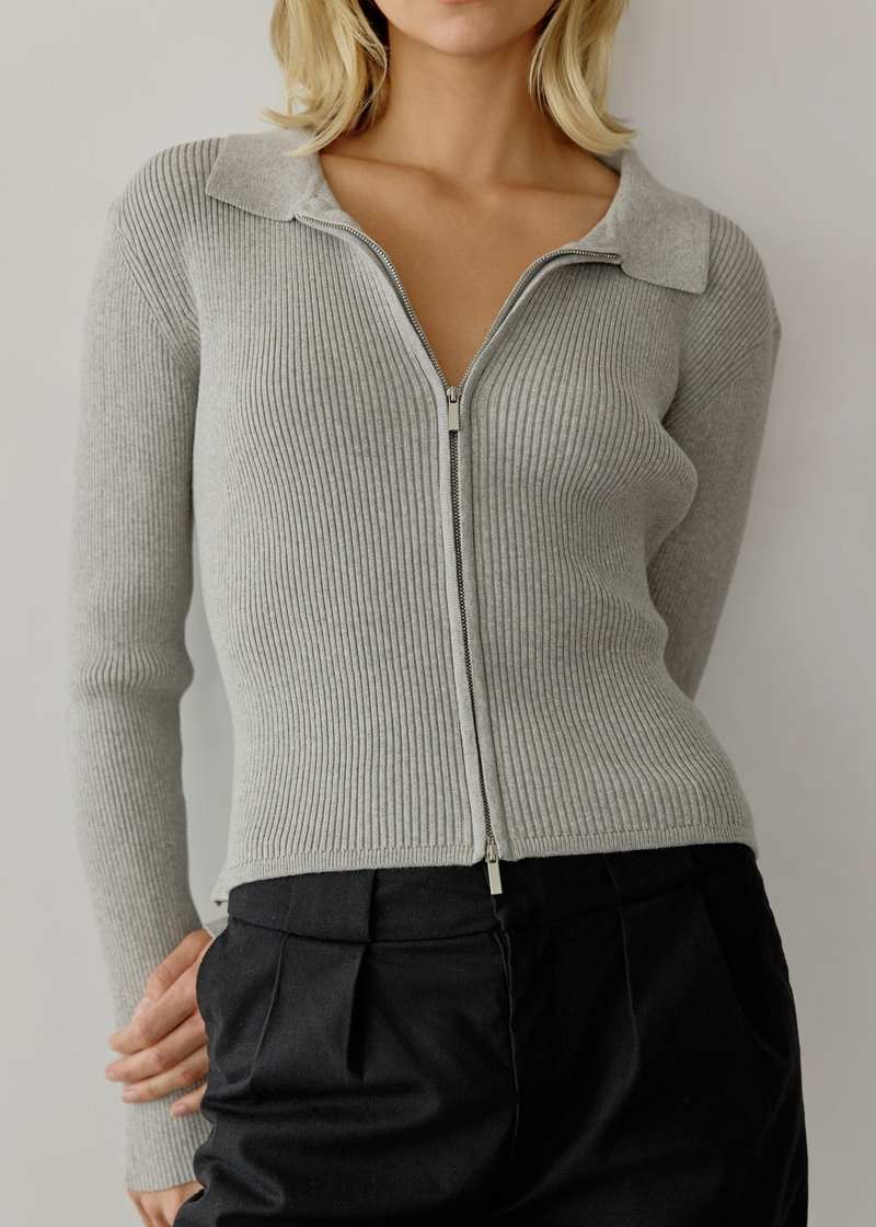 Kieran Ribbed Double Zip Cardigan